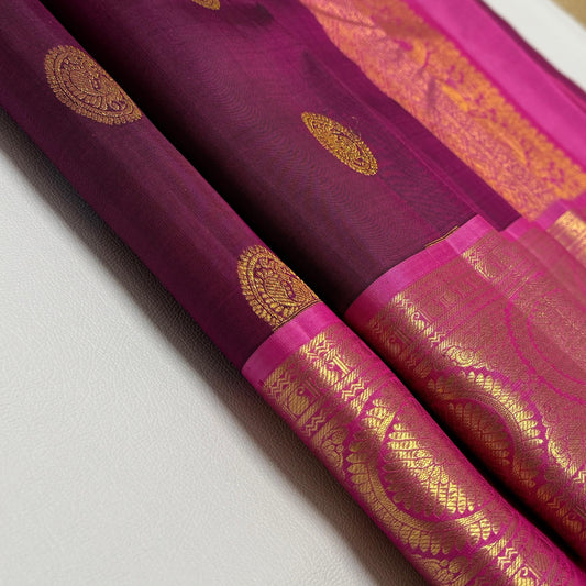 Kanjivaram pure silk handloom double warp contrast grand pallu and blouse *Gold zari 2g*