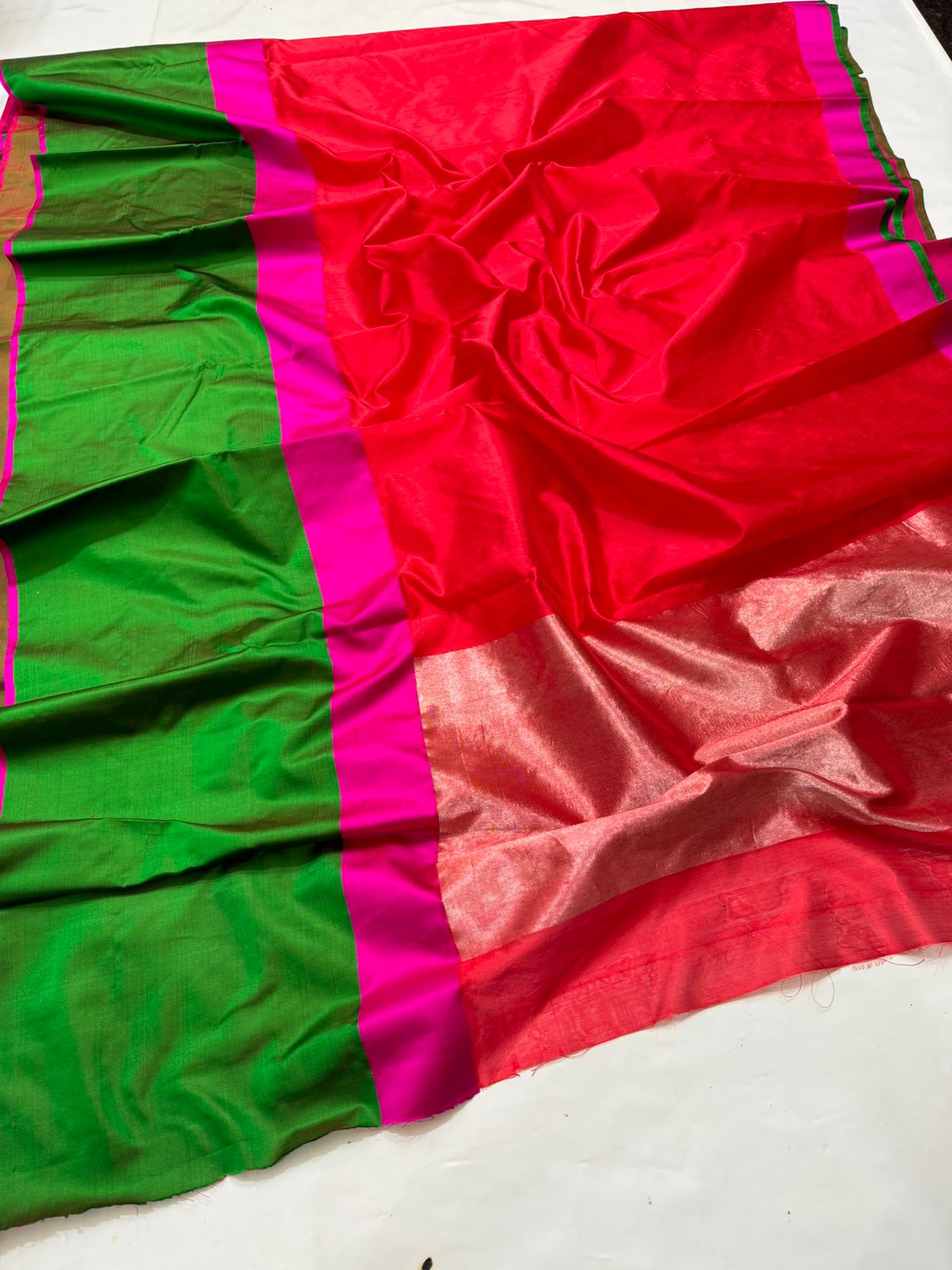Pattu silk masroo border without blouse
