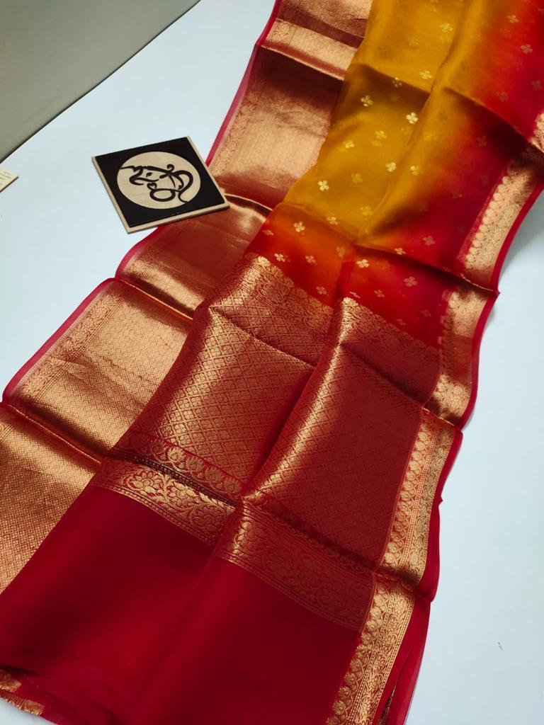 BANARASI KORA ORGANZA DYBLE SILK SAREES GOOD QUALITY WEAVING DESIGN