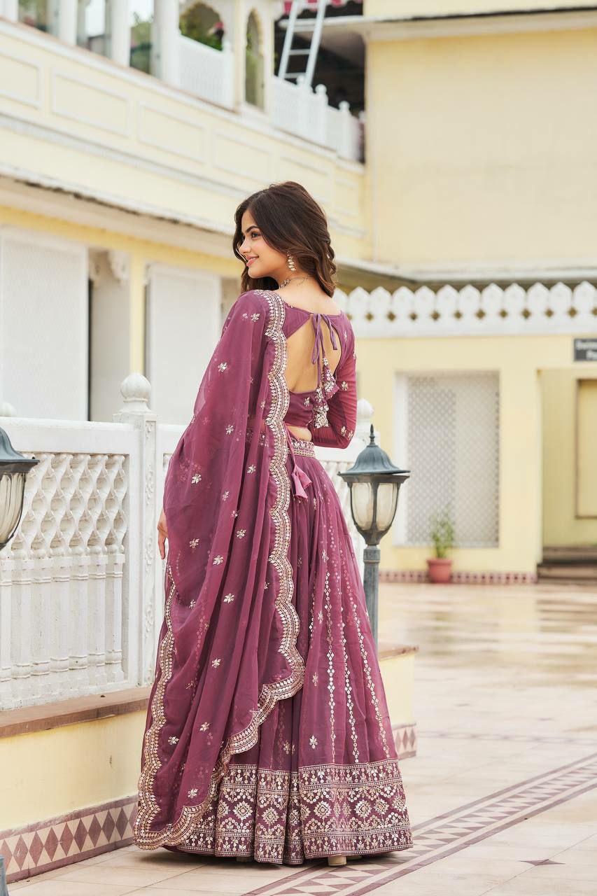 Perfect functions Lengha Choli
Fabric: Fox Georgette 
Work:-Heavy 7mm Sequence Work