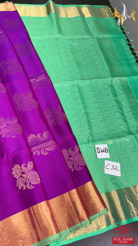 Budget friendly Kanchi soft silk sarees with border*
Original kanchipuram handloom double vaarppu  border type zari work soft silk Sarees* 
Saree weight 500 grams *