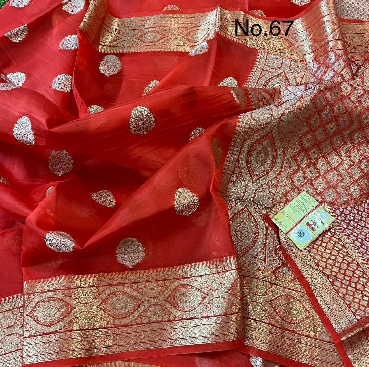 Banarasi Kora Organza Dyble Silk Sarees Good Quality Weaving Design