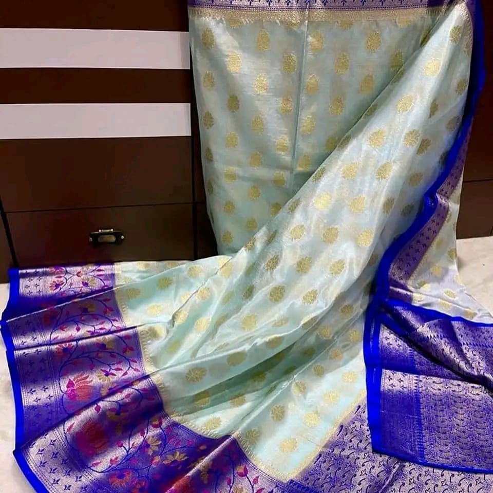 Banarasi Warmsilk Alfi Scurt*
Water Zari and Dupian Mina Work*
Beautiful Colour Combination*
Soft Fabric Light Weight Sarees*