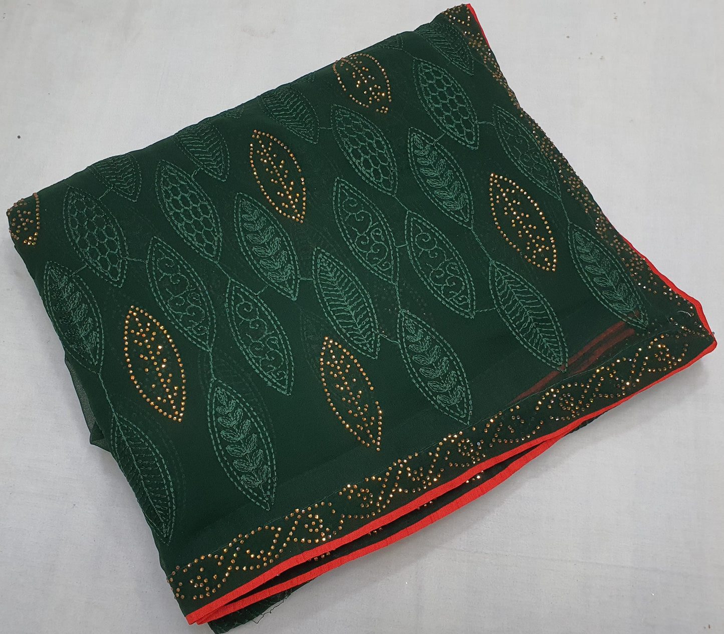 ALLOVER SELF REASHAM JALL WITH SWAROSKI STONE WORK ON GEORGETTE*Saree