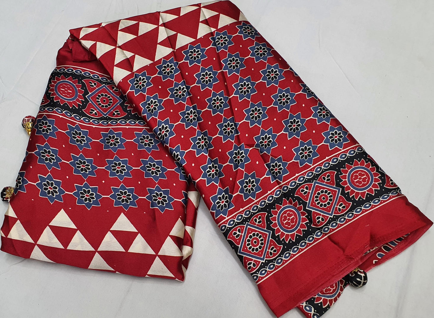 AJRAKH PRINTED ON MODAL SILK CREPE Saree*