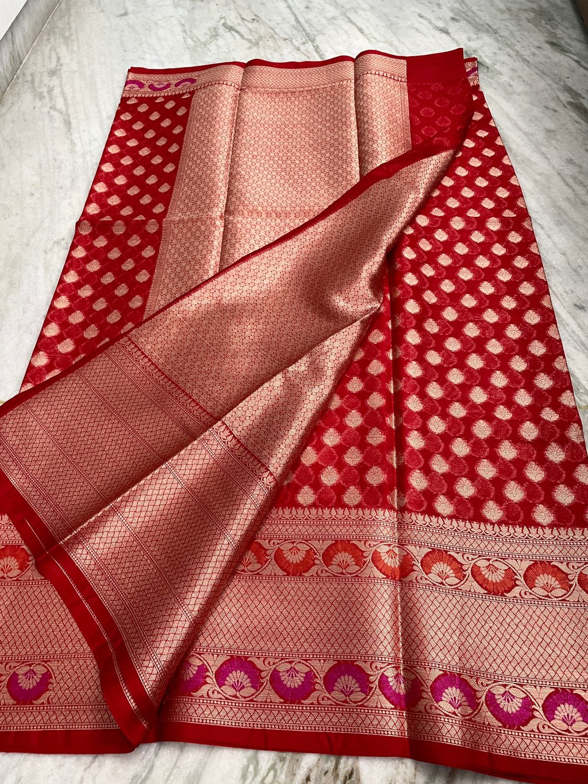 BEST BANARASI WARM SILK SAREES*
ALFI MINA SCURT AND ALFI BORDER*
SOFT FABRIC BEAUTIFUL COLOUR COMBINATION*