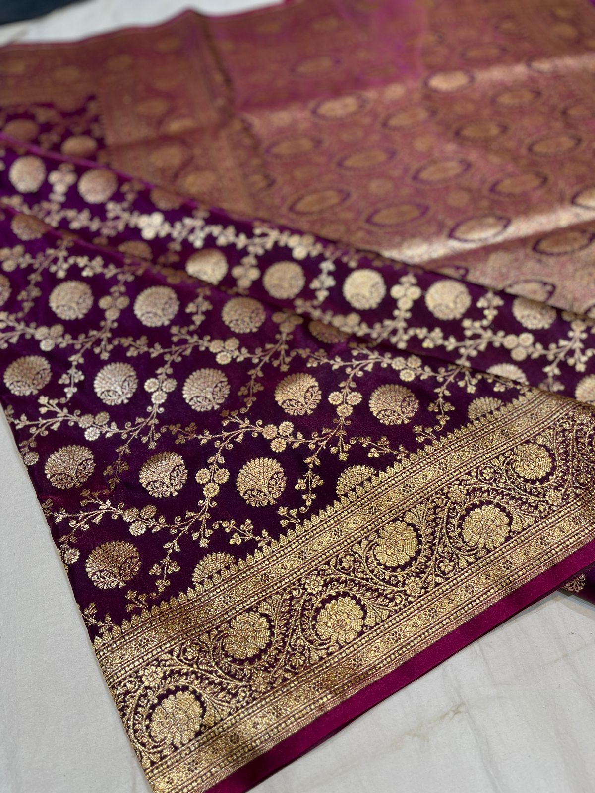 BANARASI HANDLOOM KATAN SILK SAREES GOOD QUALITY WEAVING DESIGN*