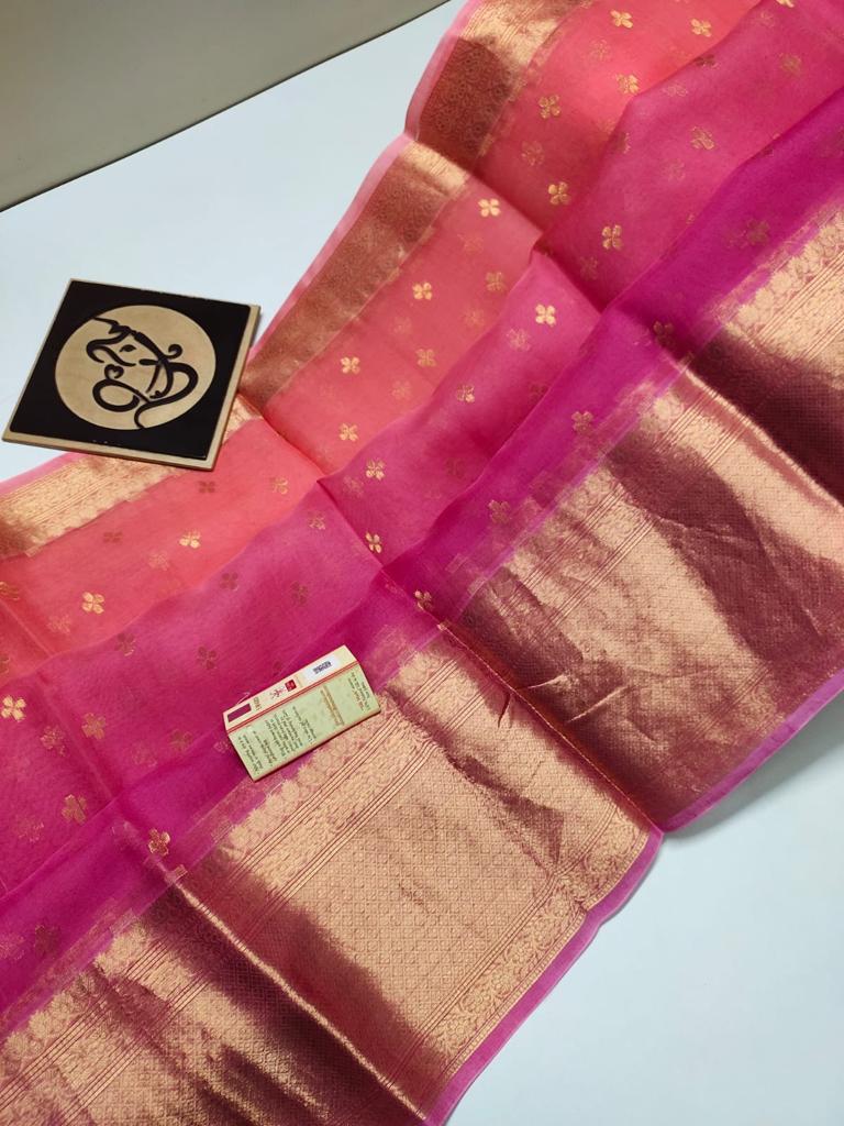 BANARASI KORA ORGANZA DYBLE SILK SAREES GOOD QUALITY WEAVING DESIGN