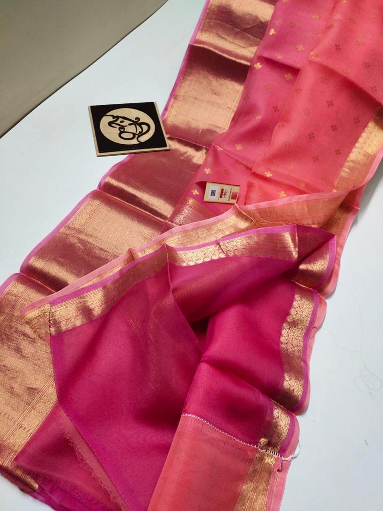 BANARASI KORA ORGANZA DYBLE SILK SAREES GOOD QUALITY WEAVING DESIGN