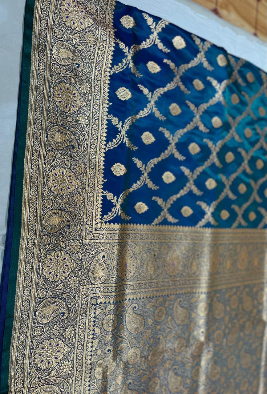 BANARASI HANDLOOM KATAN SILK SAREES GOOD QUALITY WEAVING DESIGN*