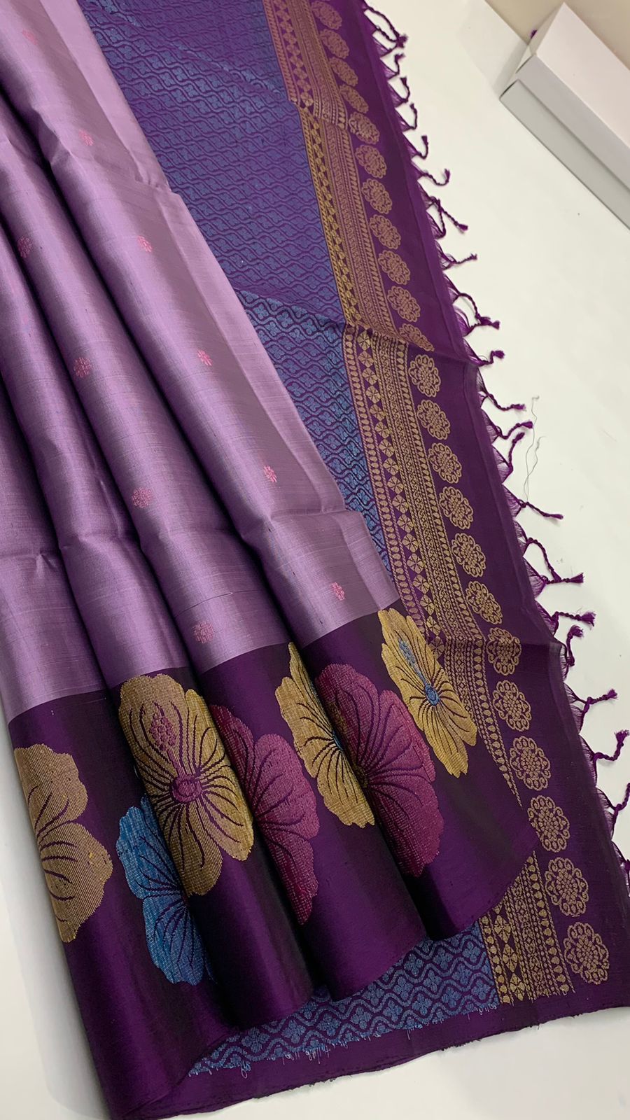 Pure handloom  TURNING BORDER  bridal Double warp soft silk sarees collections with contrast Pallu and blouse
