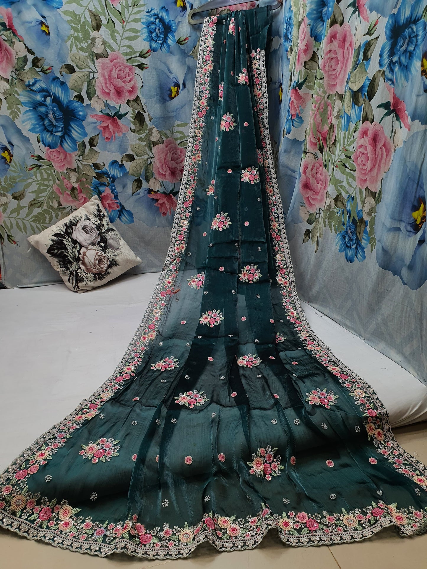 ALLOVER MULTI SEQUENCE WORK AND BORDER ON JIMMY CHOO*Saree