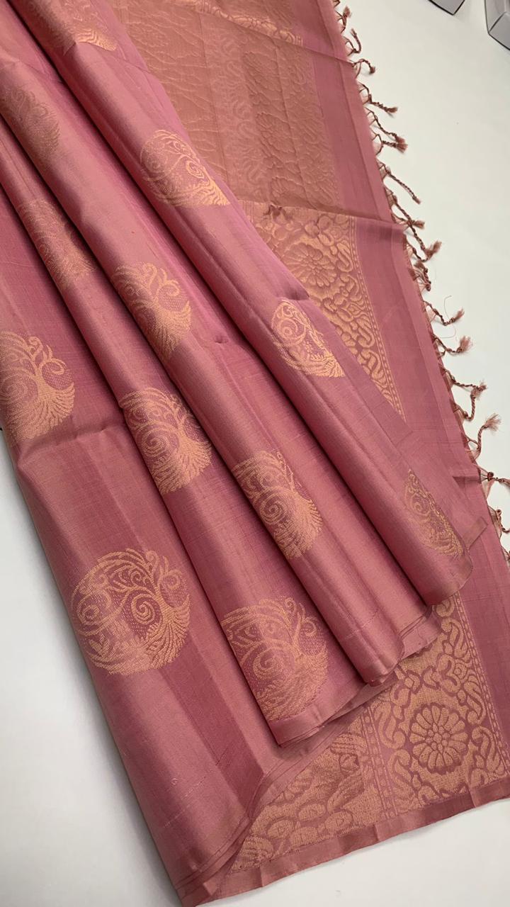 Pure handloom borderless Double warp soft silk sarees collections with self colour contrast Pallu and blouse