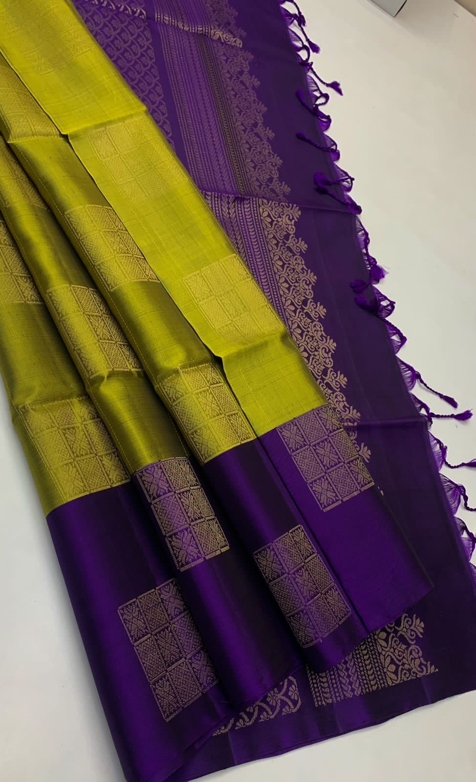 Pure handloom bhutta design borderless Double warp soft silk sarees collections ..with contrast Pallu and blouse
