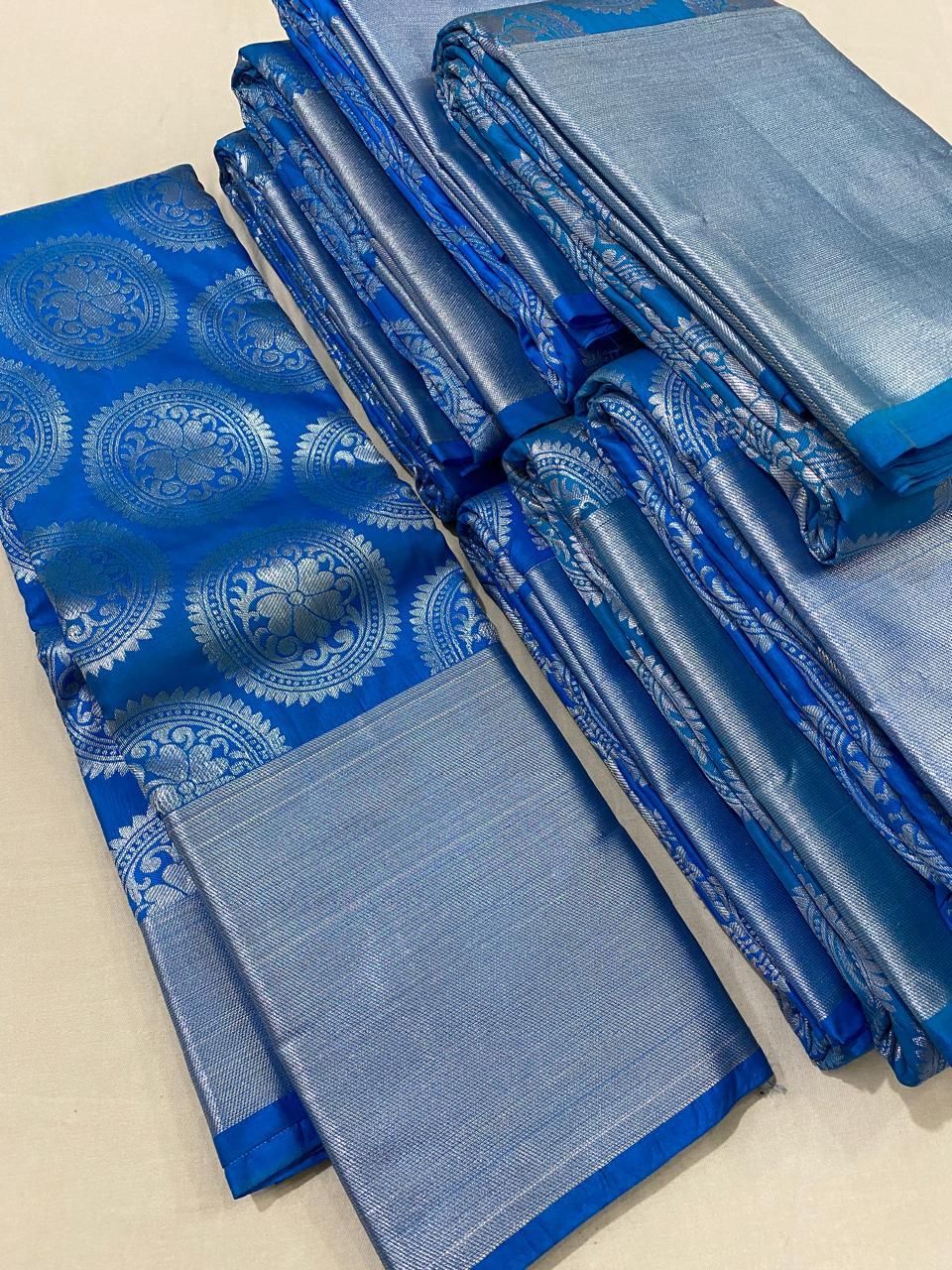 Kanchipuram semi silk sarees beautiful silver zari sarees