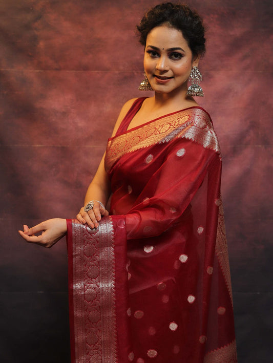 BANARASI SEMI KORA ORGANZA DYBLE SILK SAREES VERY GOOD QUALITY WEAVING DESIGN