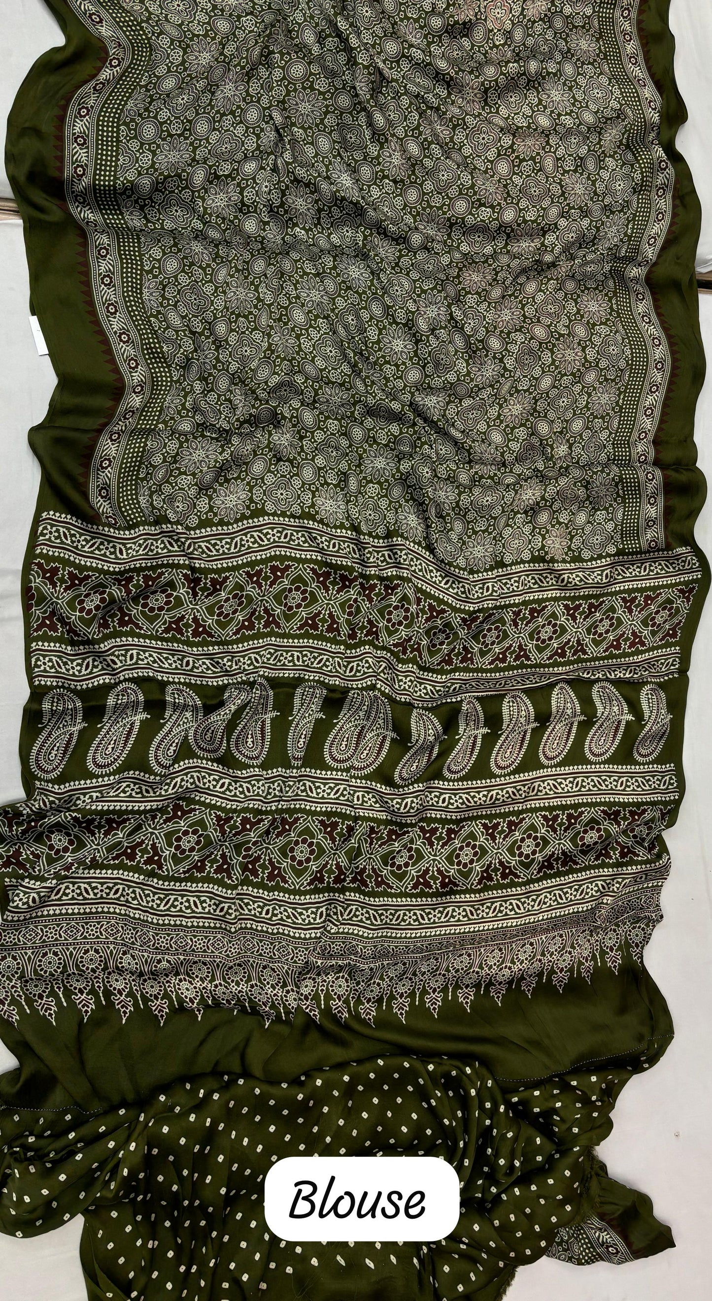 Pure Gajji Silk Saree With Azarkh Print