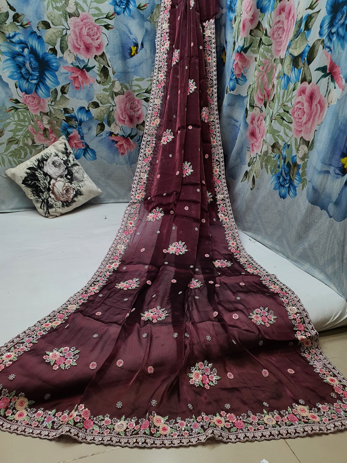 ALLOVER MULTI SEQUENCE WORK AND BORDER ON JIMMY CHOO*Saree