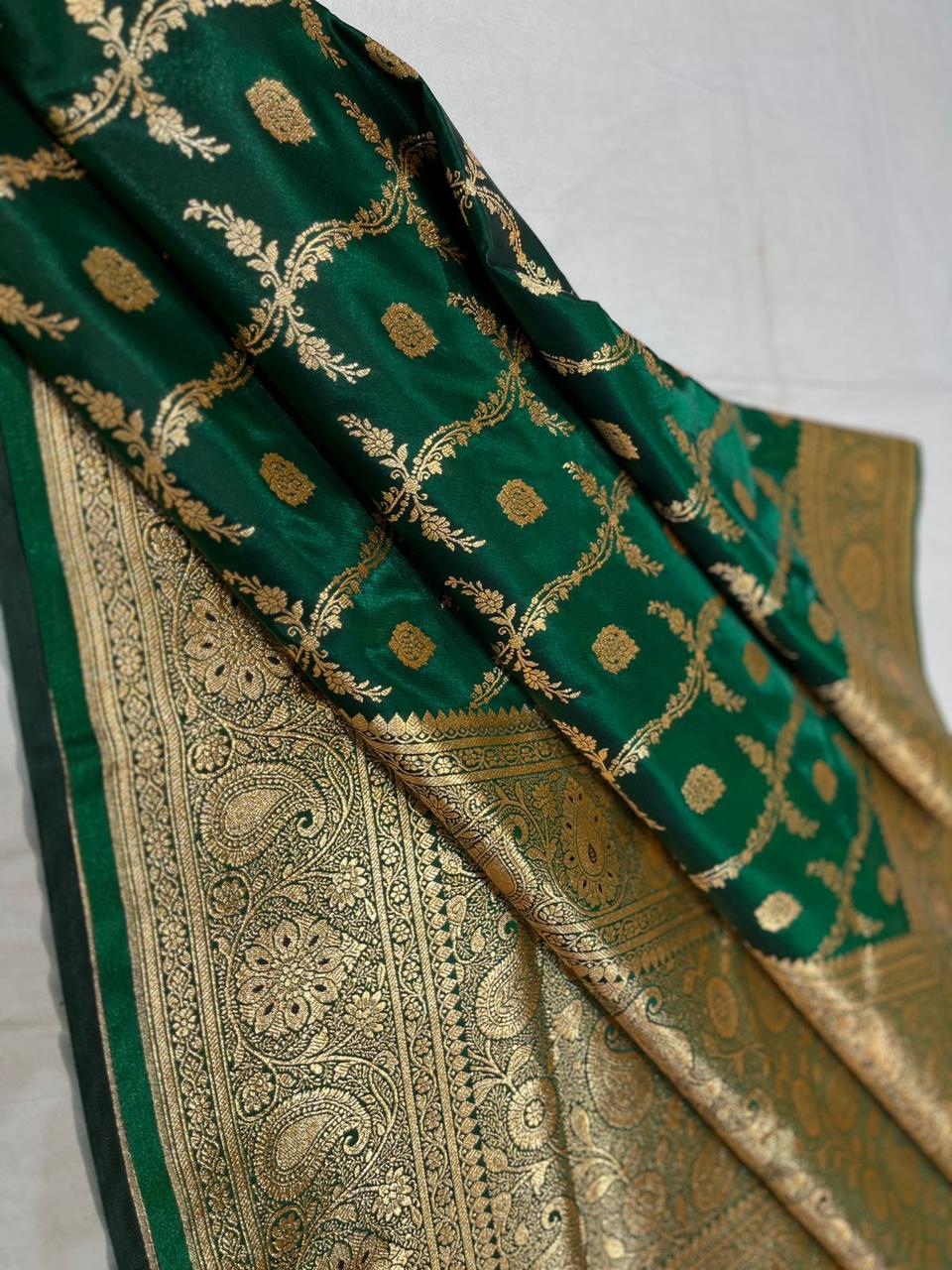 BANARASI HANDLOOM KATAN SILK SAREES GOOD QUALITY WEAVING DESIGN*
