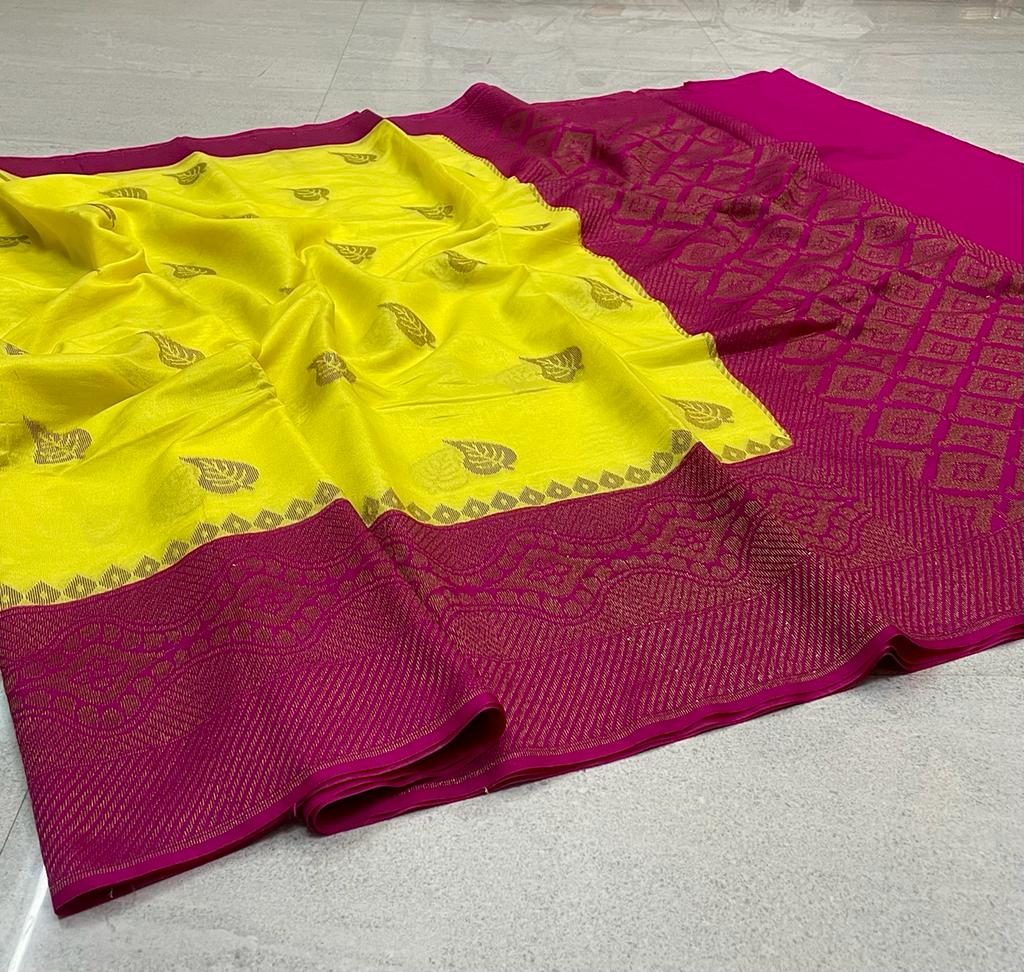 Handwoven Banarasi Dyeble Dupian Silk Saree*