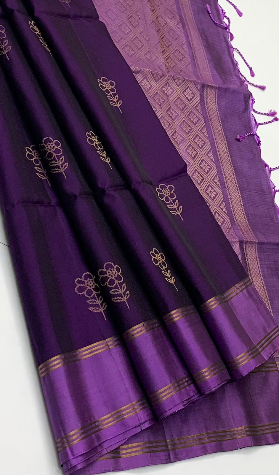 Pure handloom fancy design borderless Double warp soft silk sarees collections with contrast Pallu and blouse