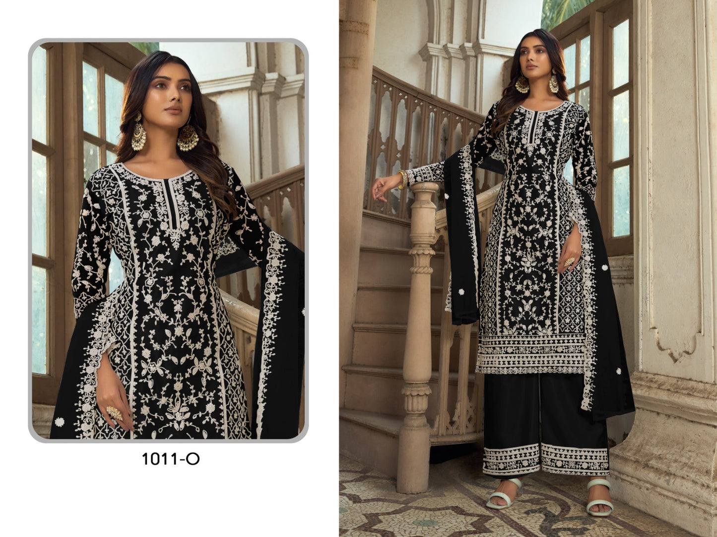Designer plazo suit set
Top Fabric-Heavy Butterfly Net 
Bottom Fabric-Heavy Butterfly Net 
Dupatta Fabric-Heavy Butterfly Net 
Size-Semi Stitched