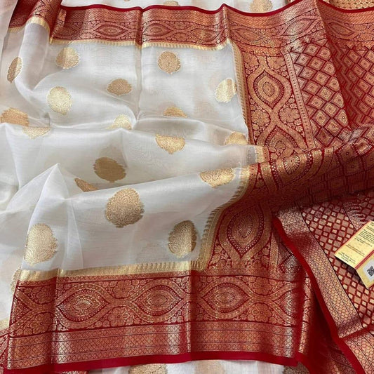 Banarasi Kora Organza Dyble Silk Sarees Good Quality Weaving Design