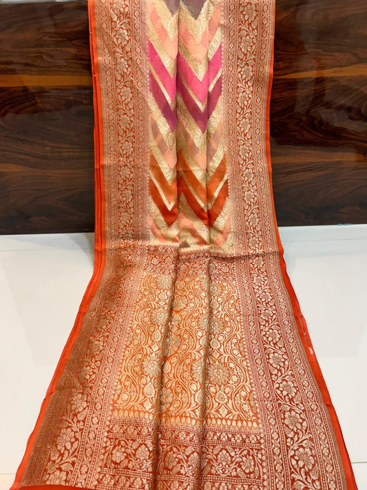 Pure Khadi Georgette Rangkat Silk Sarees Pure Handloom Work.                                     with Silk mark certificate