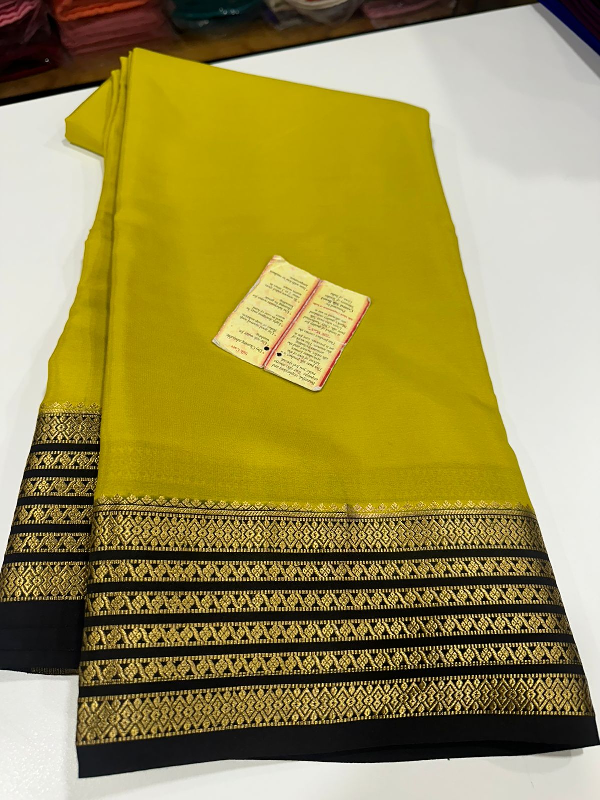 Pure Mysore silk sarees 
110 grm thickness  
Silk mark certified
Traditional lines border mysore silk sarees which comes with beautiful color combination