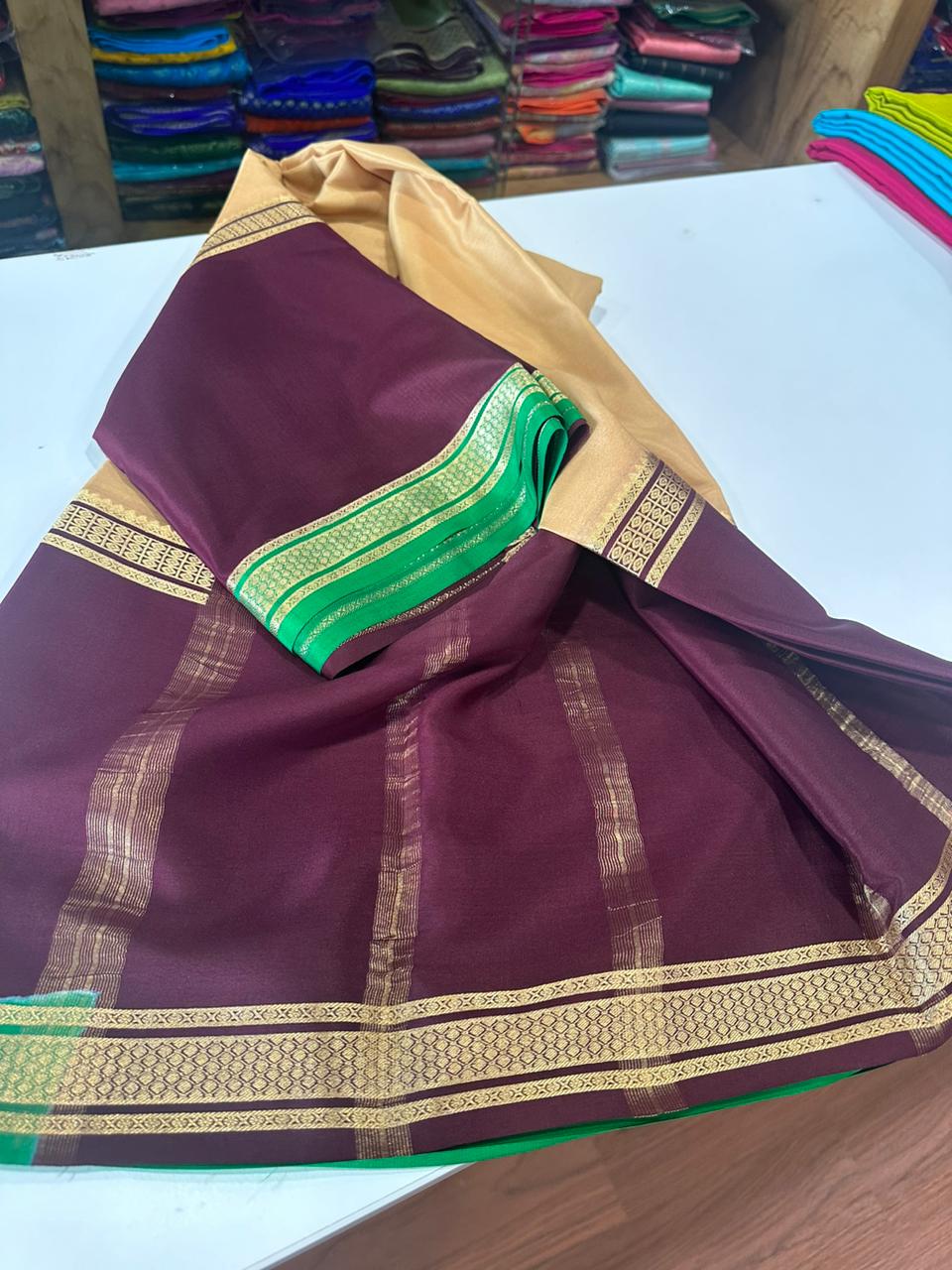 Pure  Mysore silk sarees 
120 grm thickness