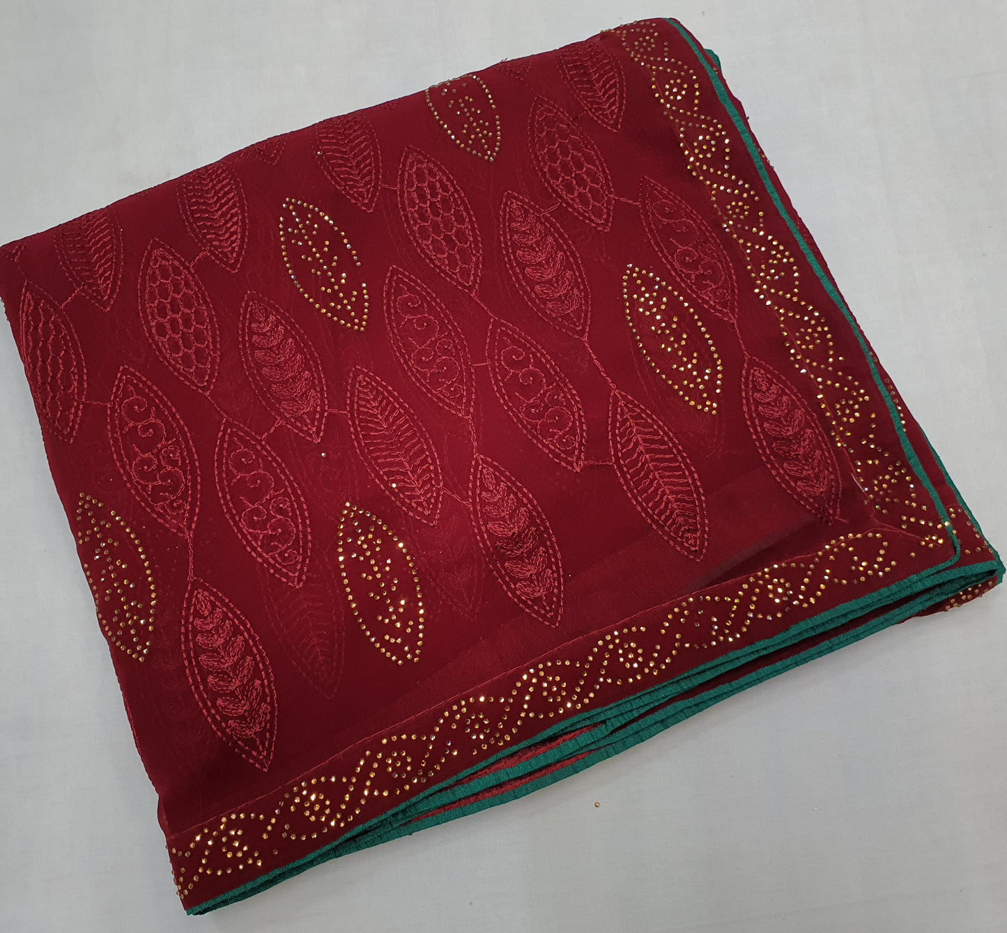 ALLOVER SELF REASHAM JALL WITH SWAROSKI STONE WORK ON GEORGETTE*Saree