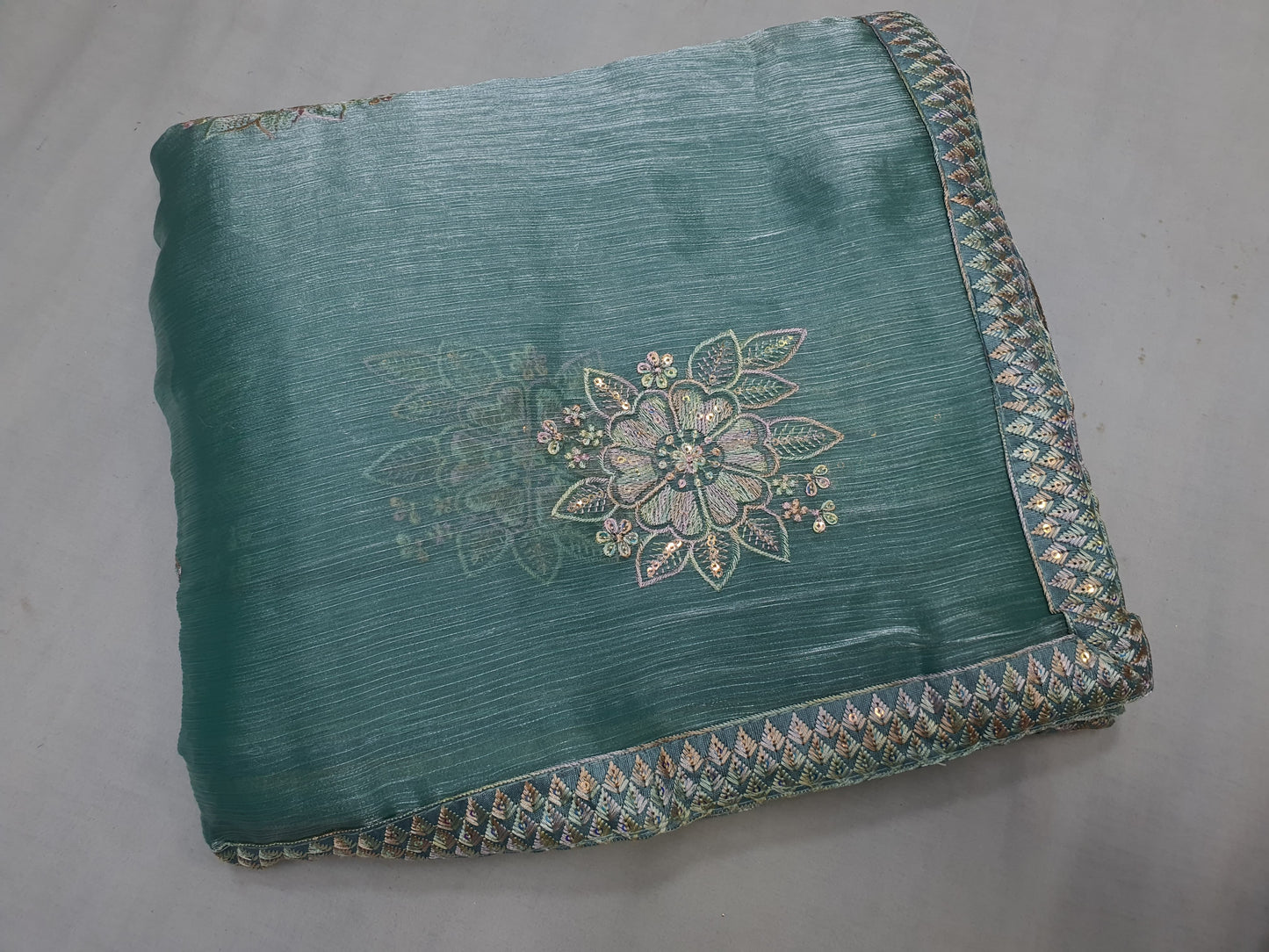 Allover reasham butta and border with sequence multi on Jimmy choo*Saree