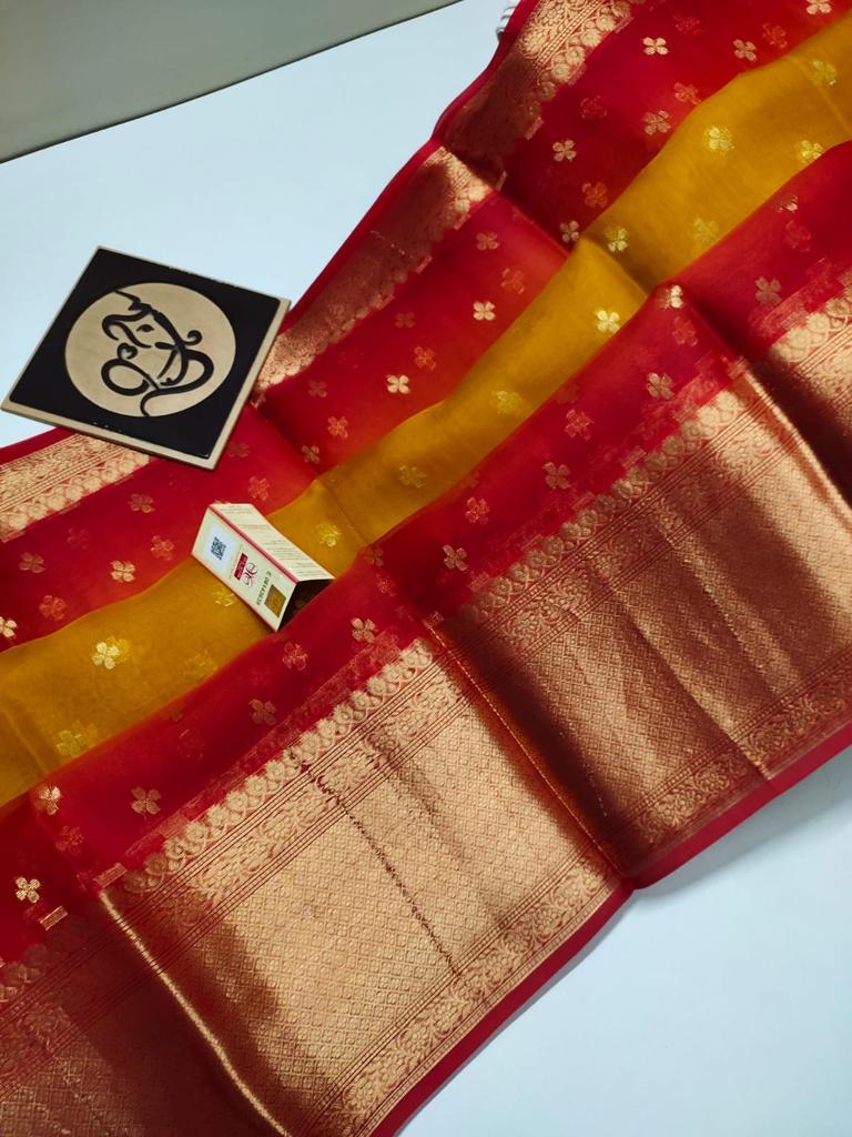 BANARASI KORA ORGANZA DYBLE SILK SAREES GOOD QUALITY WEAVING DESIGN