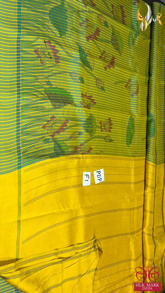 Original kanchipuram handloom double vaarppu  exclusive  TRADITIONAL PICHAWAI DESIGN DIGITAL PRINTED Sarees* 
*Vibrant New colour shades*
*It’s 100% hand loom weaving saree*