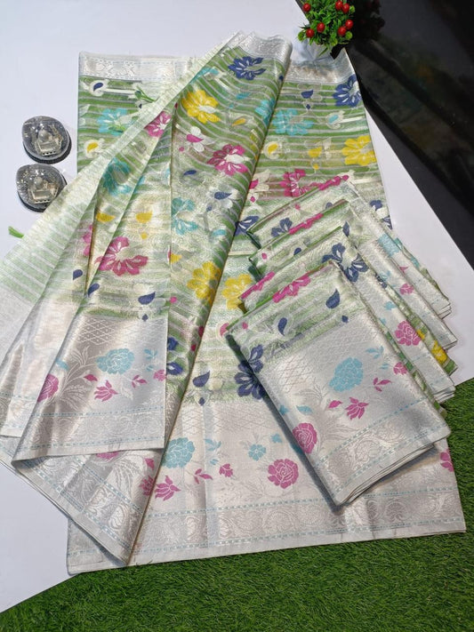 Banarasi Tissue Silk Sarees Good Quality Weaving Design Minkarai Border