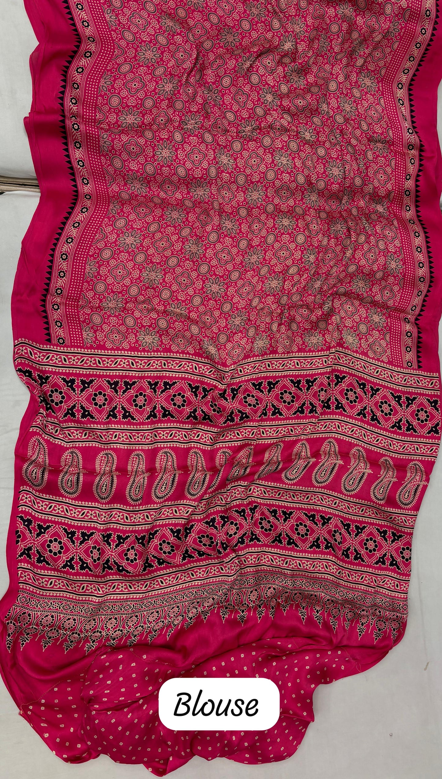 Pure Gajji Silk Saree With Azarkh Print