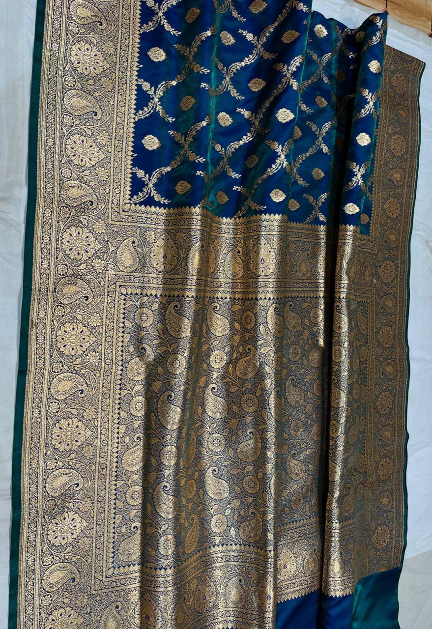 BANARASI HANDLOOM KATAN SILK SAREES GOOD QUALITY WEAVING DESIGN*
