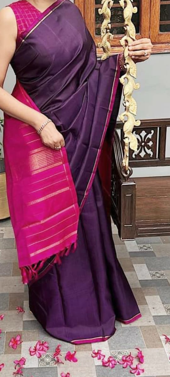 Pure kanchipuram silk sarees handwoven with 2 g pure jari traditional collection 
Silkmark certified