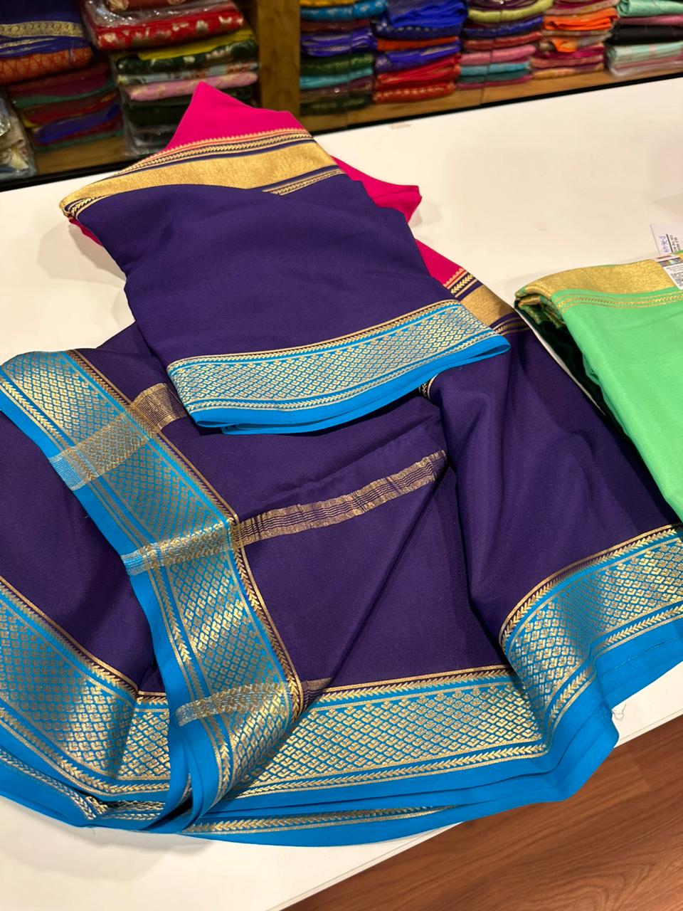 Pure  Mysore silk sarees 
120 grm thickness