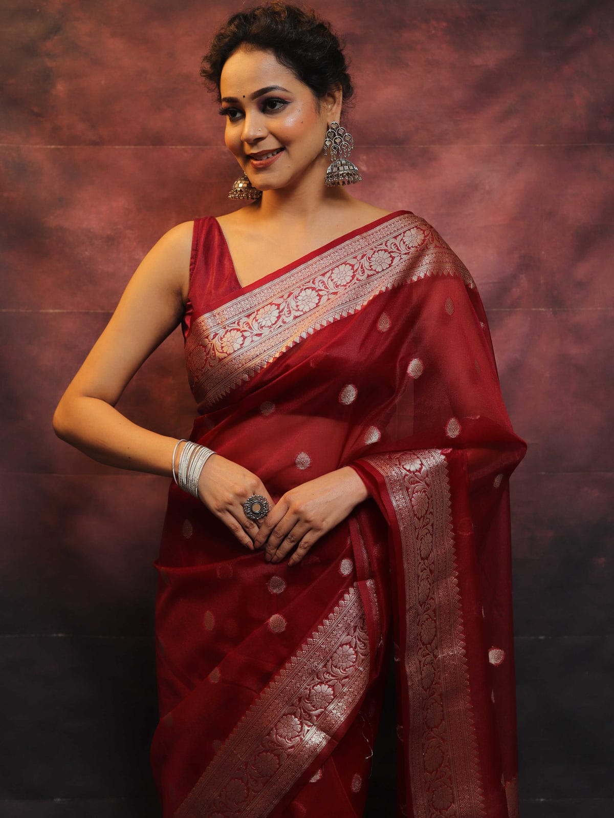 BANARASI SEMI KORA ORGANZA DYBLE SILK SAREES VERY GOOD QUALITY WEAVING DESIGN