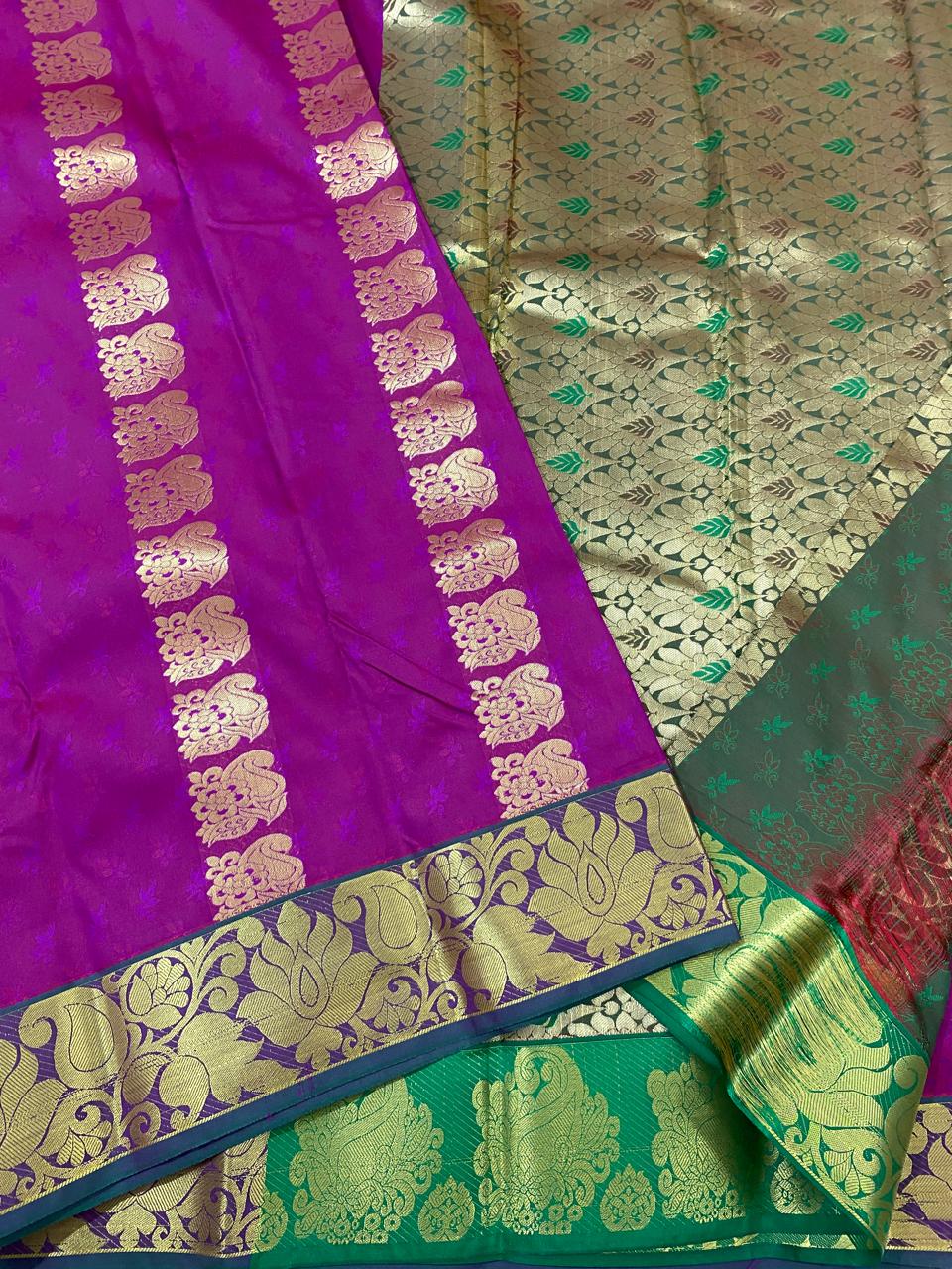 Kanchipuram Semi silk saree
Super quality 
beautiful embossed butta type sarees*
