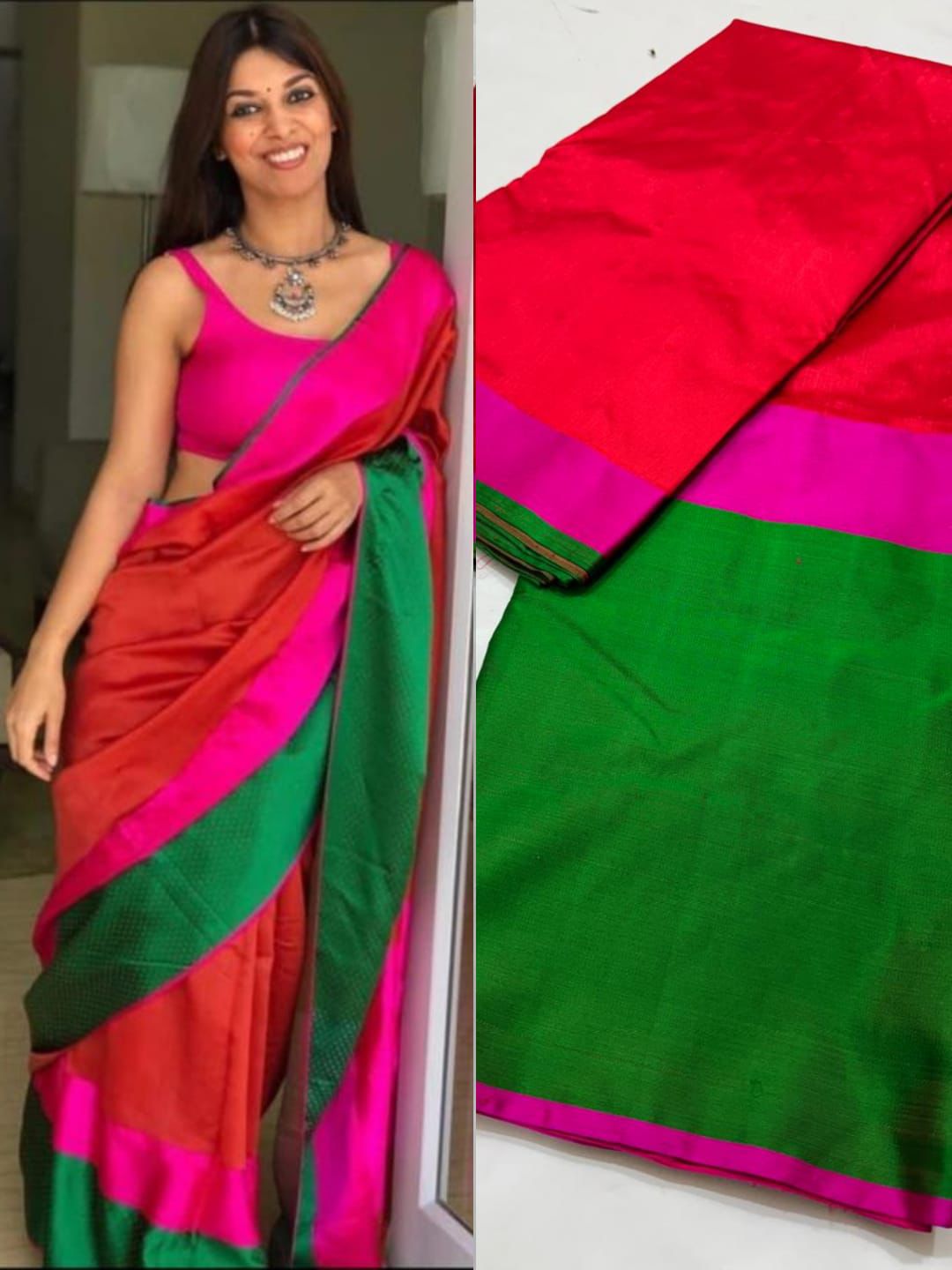 Pattu silk masroo border without blouse