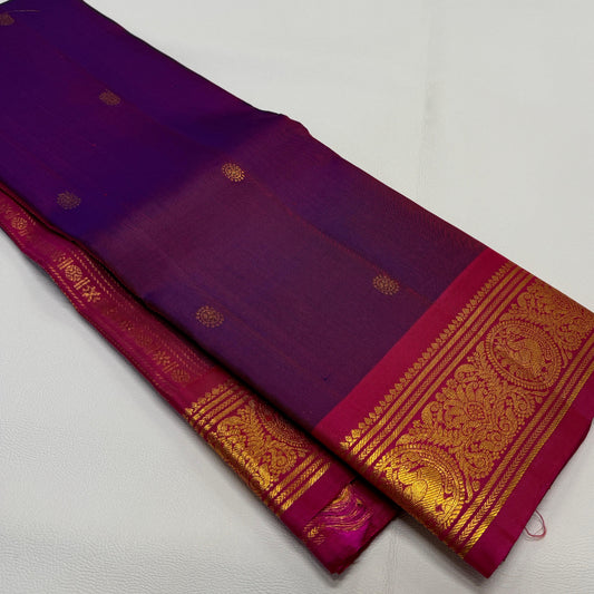 Kanjivaram pure silk handloom double warp contrast grand pallu and blouse  
*Gold zari*