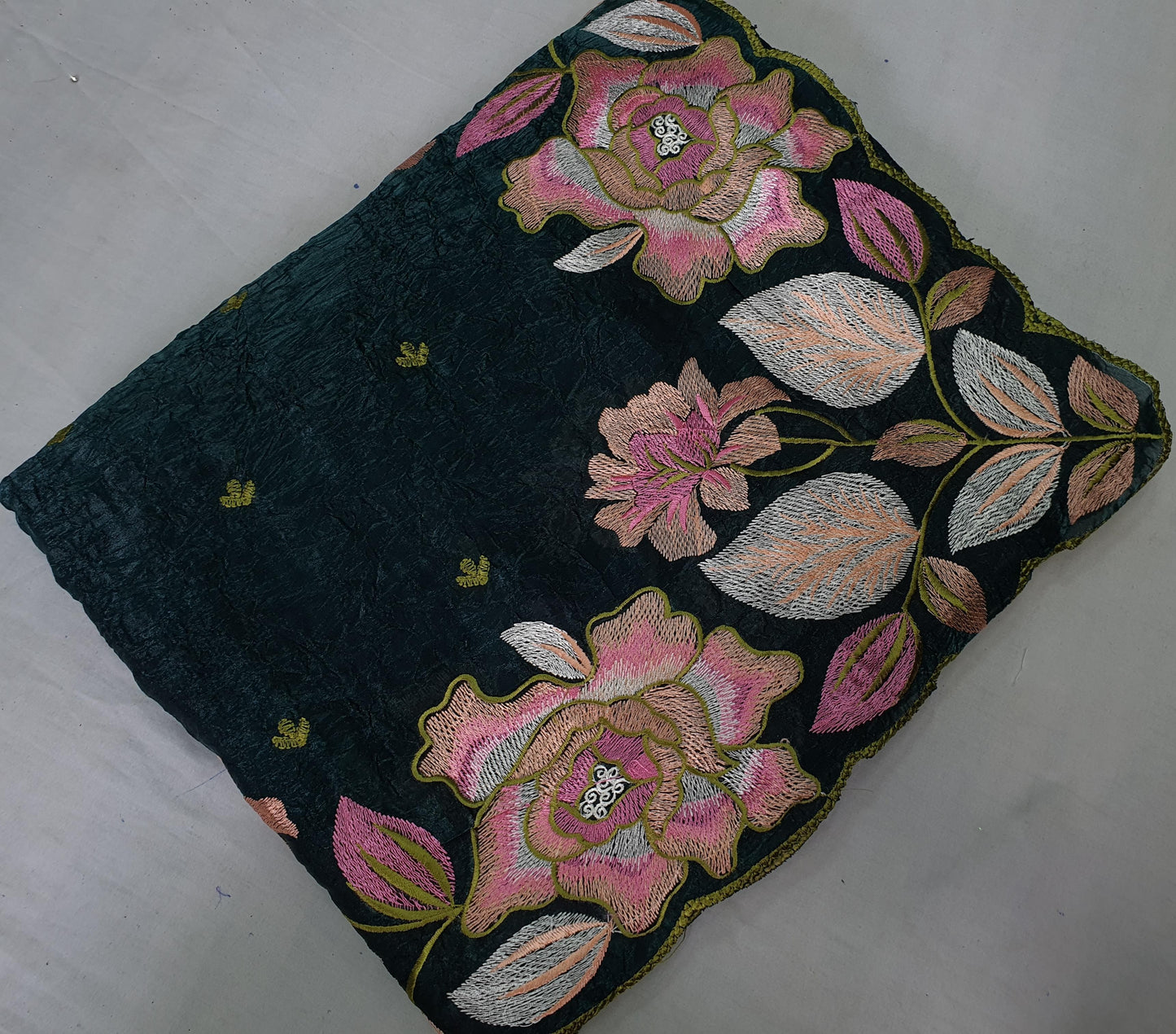 ALLOVER PARSI BORDER AND ALLOVER BUTTI ON CRUSH GEORGETTE saree