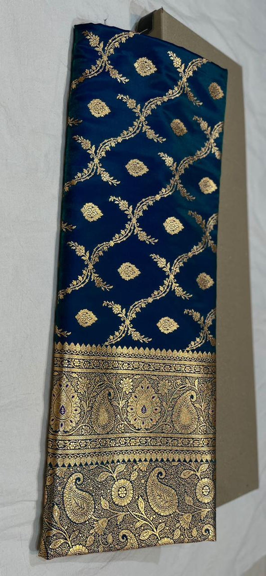 BANARASI HANDLOOM KATAN SILK SAREES GOOD QUALITY WEAVING DESIGN*