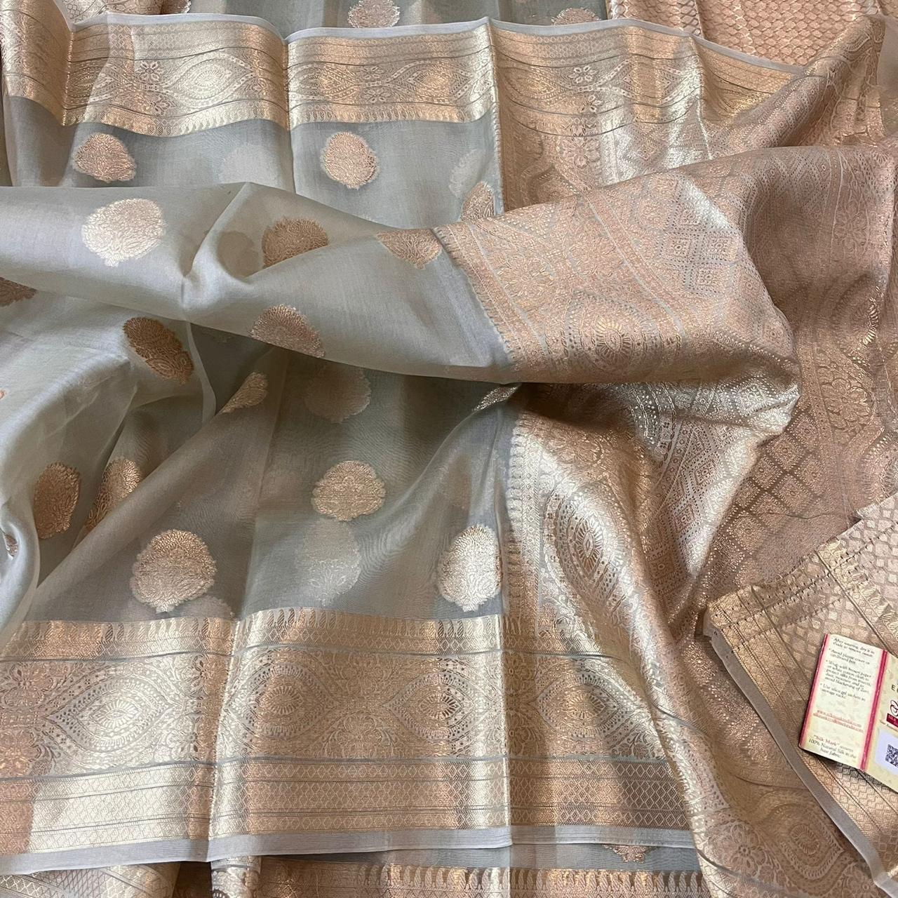 Banarasi Kora Organza Dyble Silk Sarees Good Quality Weaving Design