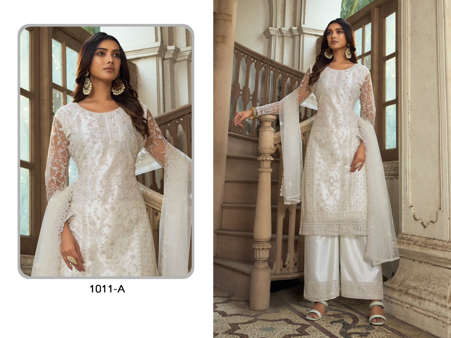 Designer plazo suit set
Top Fabric-Heavy Butterfly Net 
Bottom Fabric-Heavy Butterfly Net 
Dupatta Fabric-Heavy Butterfly Net 
Size-Semi Stitched