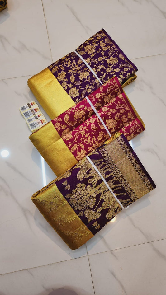Kanchipuram pure silk handloom gold zari bridal sarees*
Celebrity color combo's kanchipuram special New wedding sarees*
100% kanchipuram pure pattu handloom sarees*