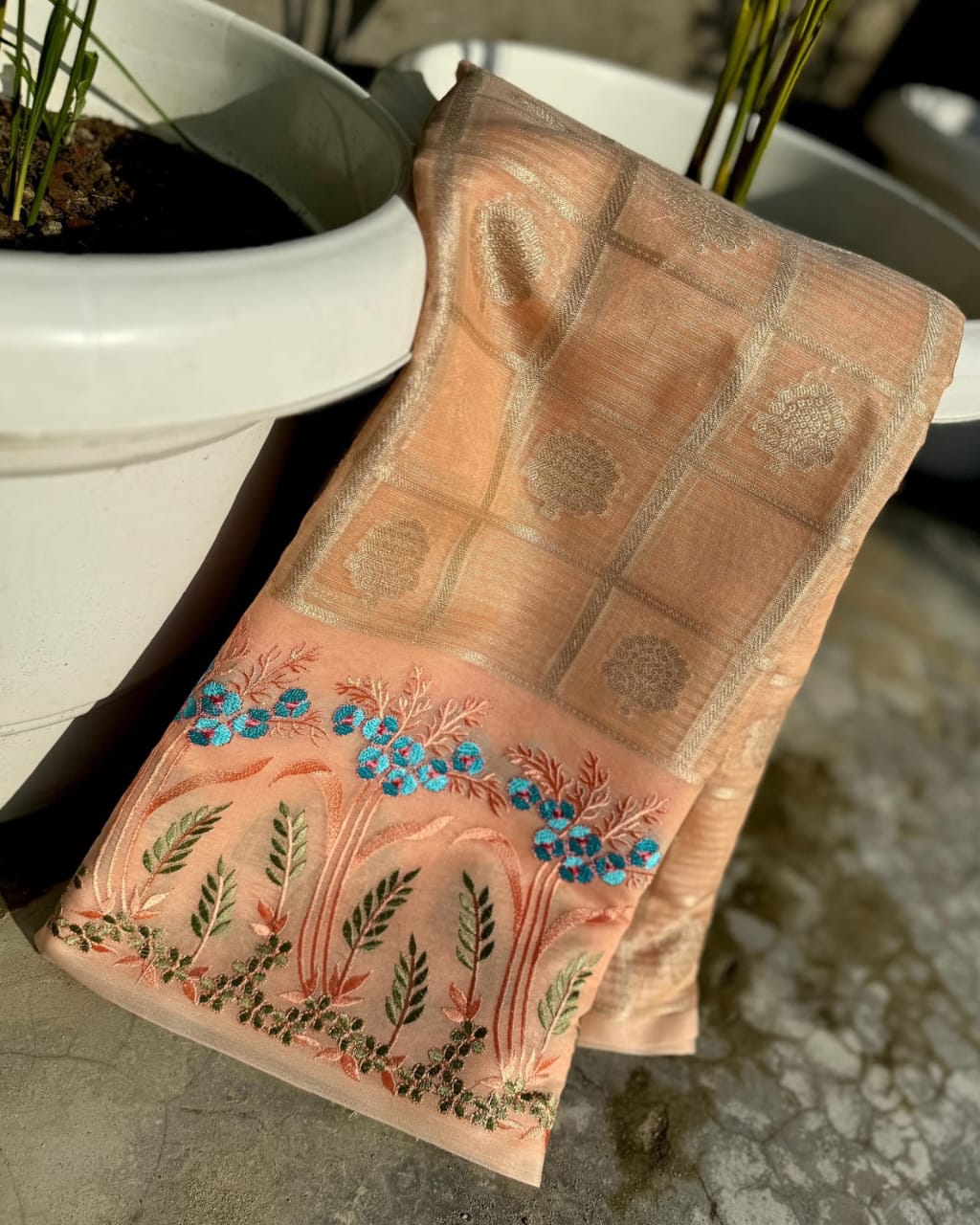 HANDWOVEN BANARASI KOTA SILK EMBROIDERY SAREE