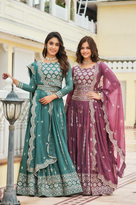 Perfect functions Lengha Choli
Fabric: Fox Georgette 
Work:-Heavy 7mm Sequence Work